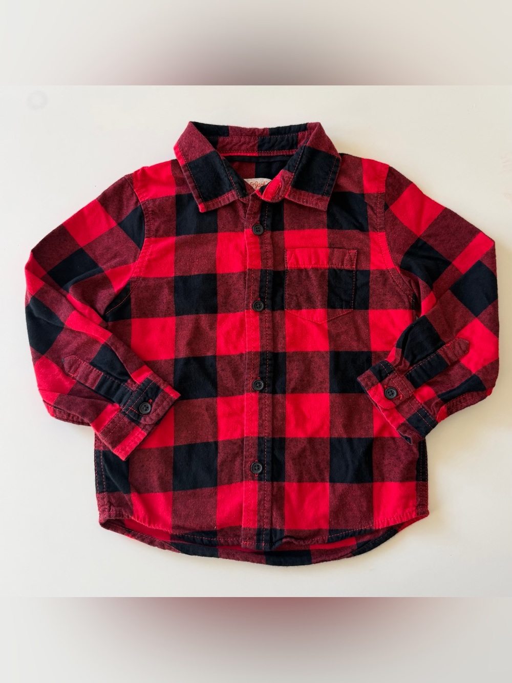 Cat & Jack Red and Black Plaid Button-Down Shirt